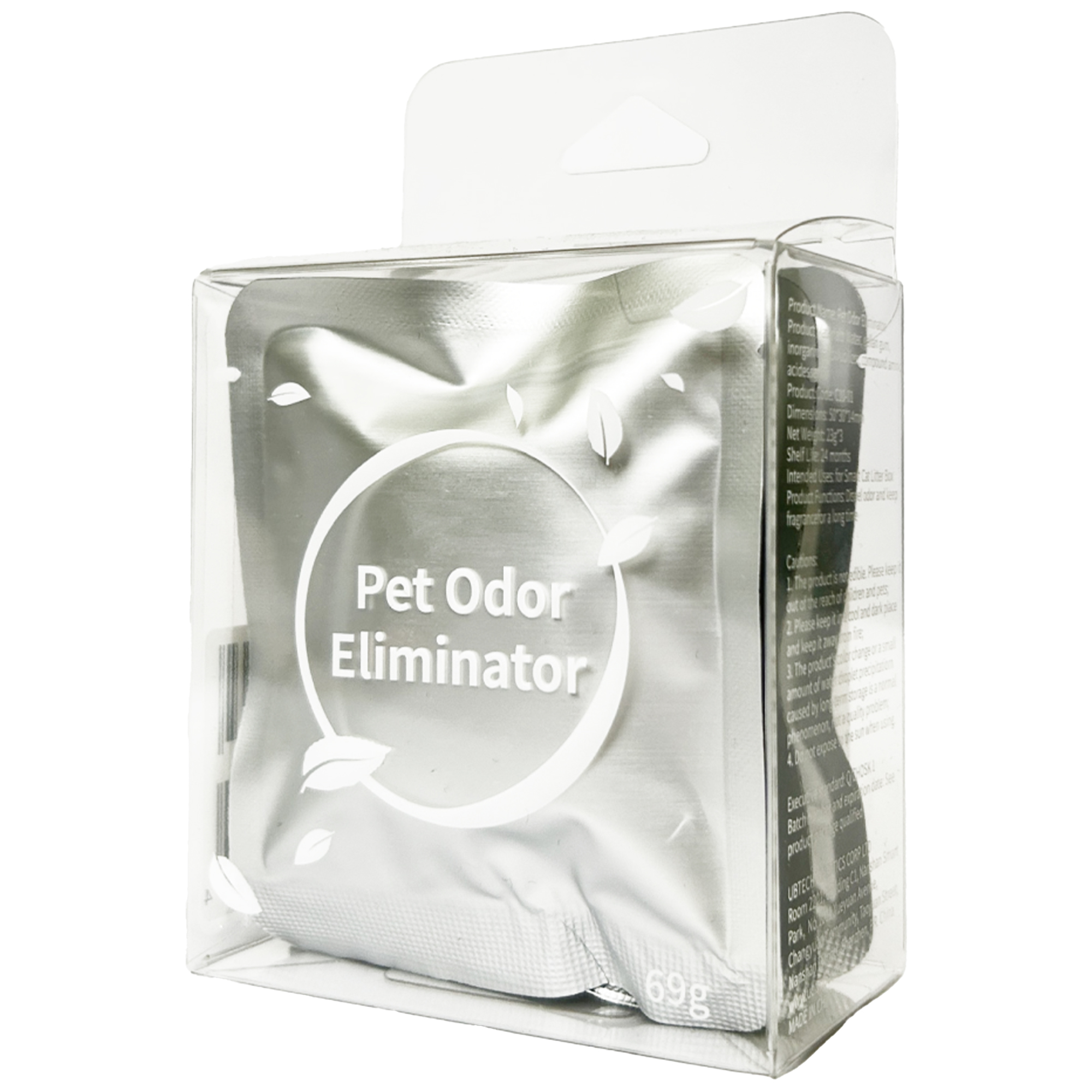 Confezione di un prodotto "Pet Odor Eliminator" da 69g.