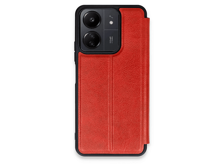 NEWFACE Xiaomi Redmi 13C Uyumlu Flip Cover Telefon Kılıfı Kırmızı