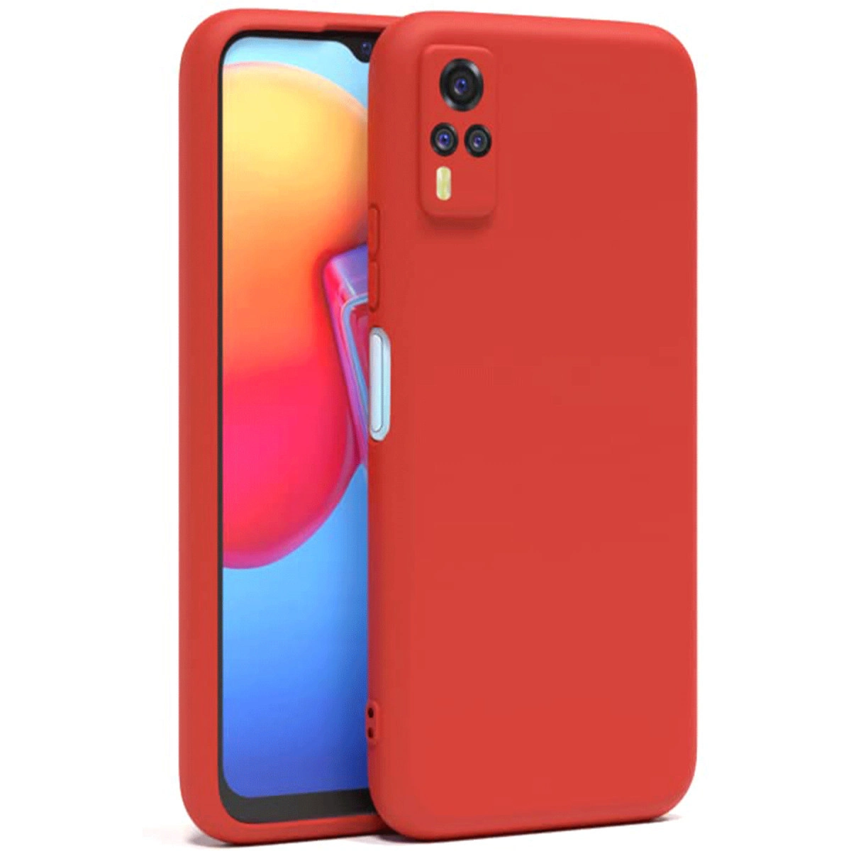 NEWFACE Vivo Y53S Uyumlu Nano İçi Kadife Silikon Telefon Kılıfı Kırmızı