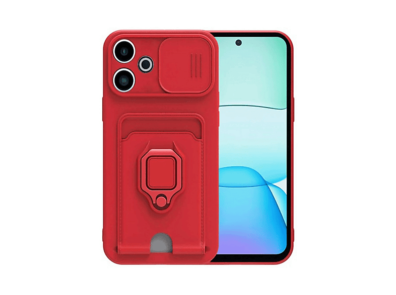 NEWFACE Xiaomi Redmi 13 4G Uyumlu Zuma Kartvizitli Yüzüklü Silikon Telefon Kılıfı Kırmızı