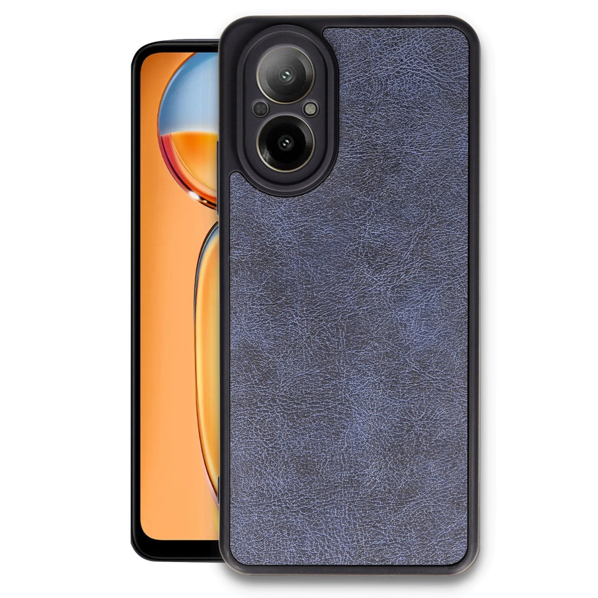 NEWFACE Realme 12 Lite Uyumlu Aras Deri Kapak Telefon Kılıfı Lacivert