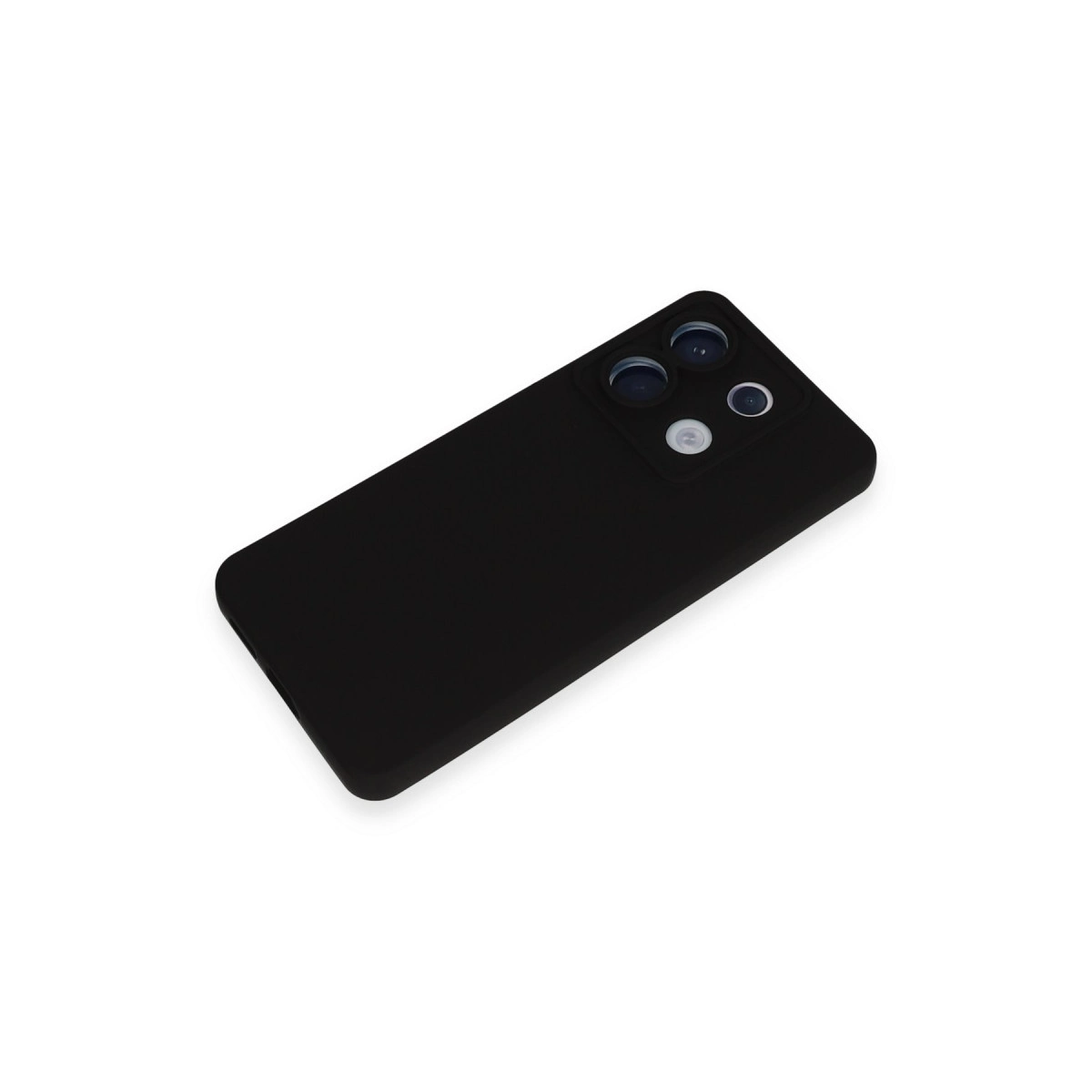 Üçlü kamera sistemli siyah telefon kılıfı.