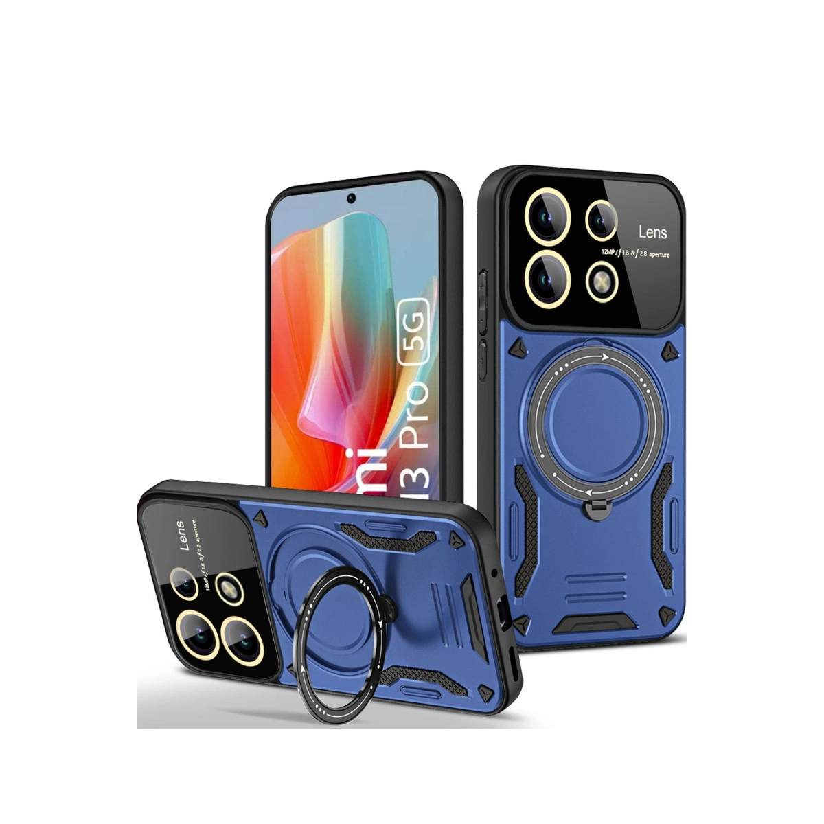 NEWFACE Xiaomi Redmi Note 13 Pro 5G Uyumlu Joy Lens Standlı Kapak Telefon Kılıfı Lacivert