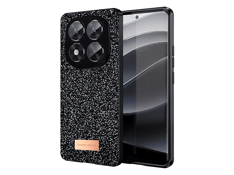NEWFACE Xiaomi Redmi Note 14 Pro 5G Uyumlu Bright Simli Kapak Telefon Kılıfı Siyah