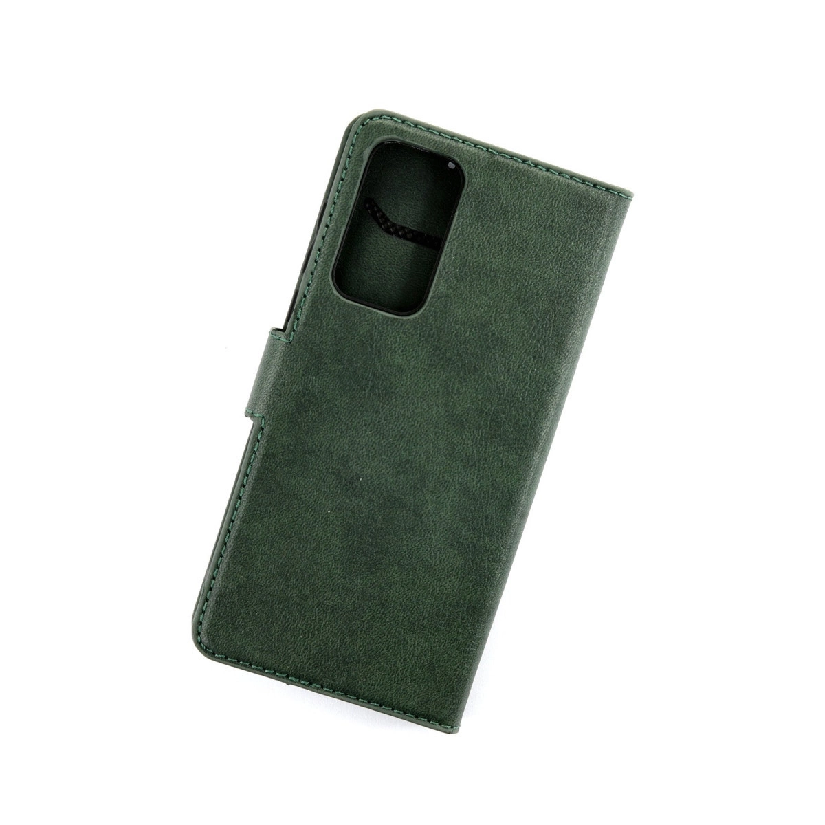 Koyu yeşil deri cüzdan telefon kılıfı kamera boşluklu.