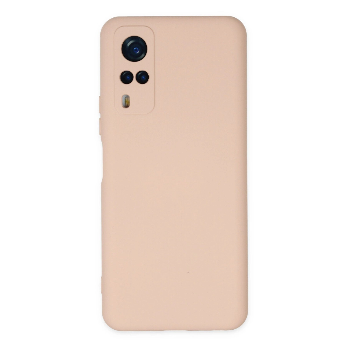 Şeftali rengi telefon kılıfı, bir kamera lensi ve iki küçük lens içerir.