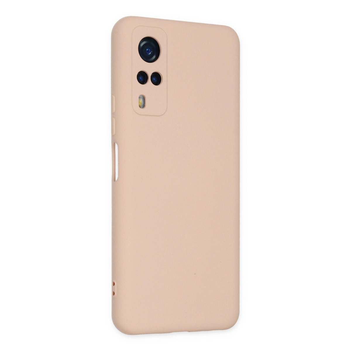 Arkada kamera kesi bulunan açık şeftali renkli telefon kılıfı.