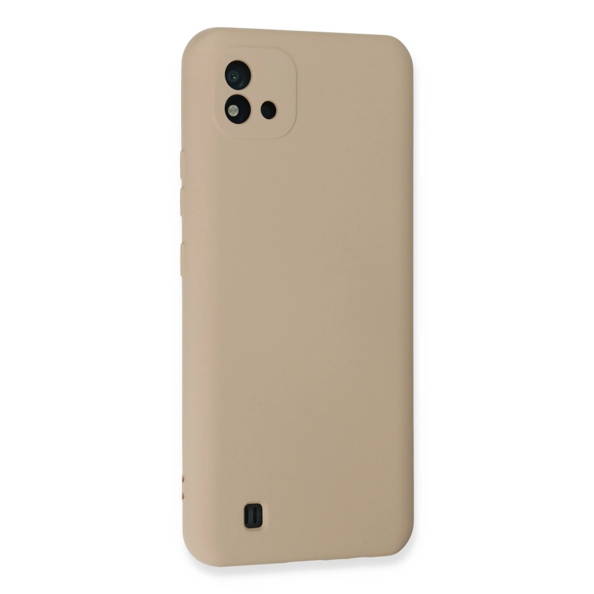 İki kamera lensli ve flaşlı bej telefon kılıfı.