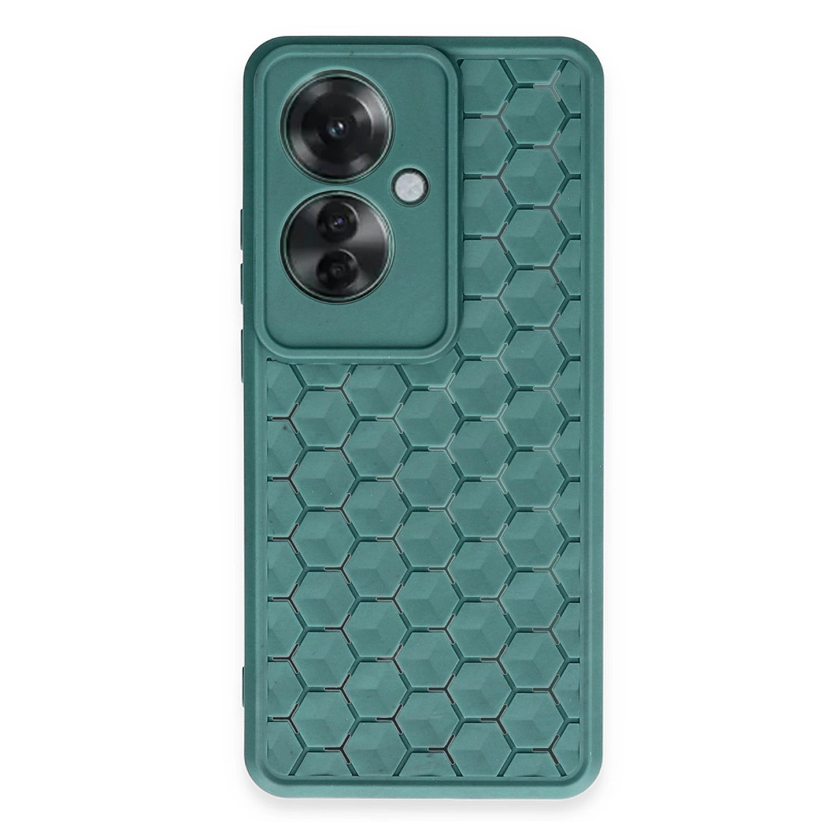 NEWFACE Oppo Reno 11F Uyumlu Petek Silikon Kapak Telefon Kılıfı Koyu Yeşil