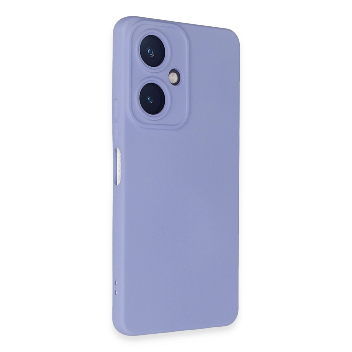 İki kamera lensi ve flaşlı lavanta rengi telefon kılıfı.