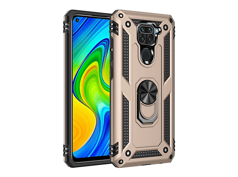 NEWFACE Xiaomi Redmi Note 9 Uyumlu Sofya Yüzüklü Silikon Kapak Telefon Kılıfı Altın