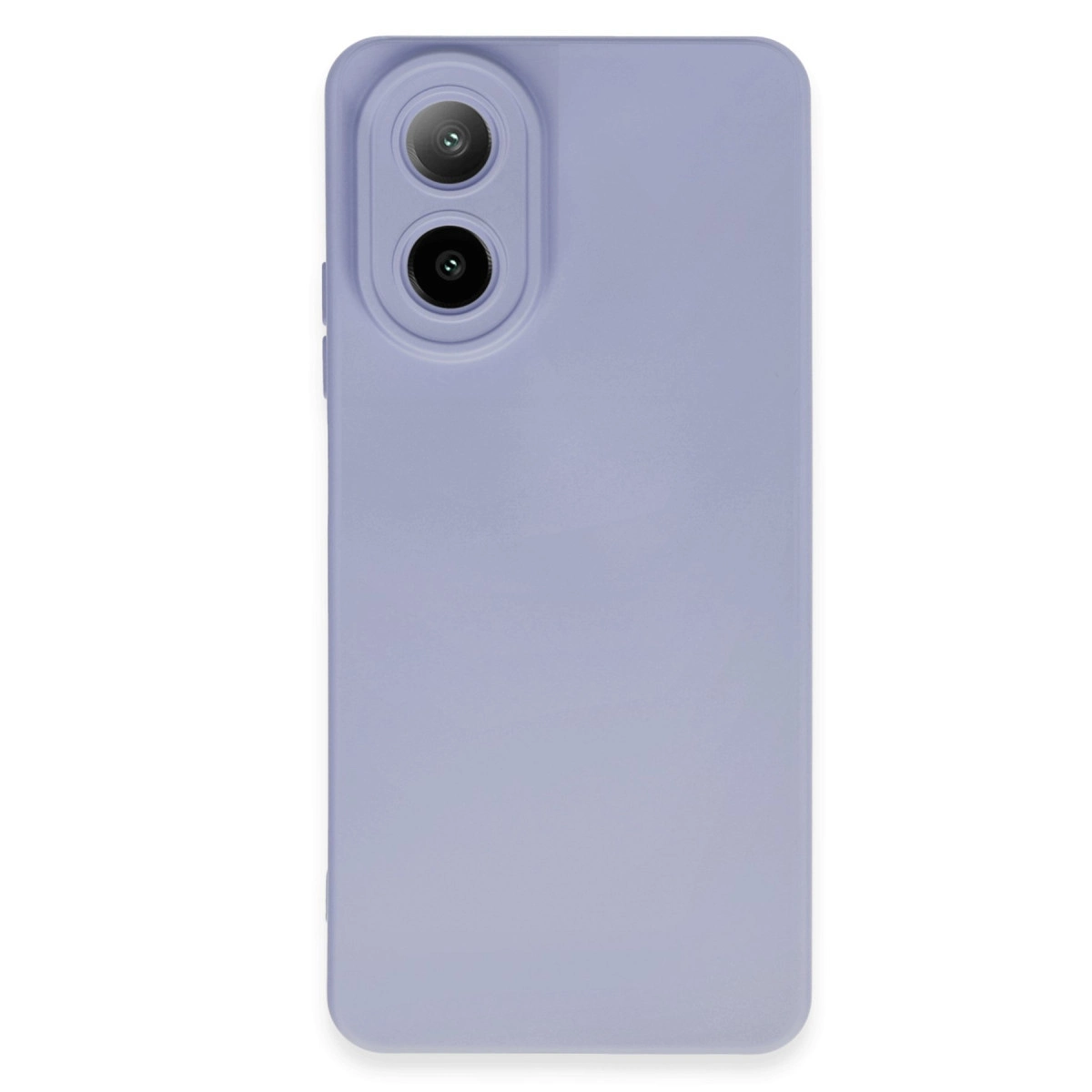 Arkada çift kamera kesimli açık mor telefon kılıfı.