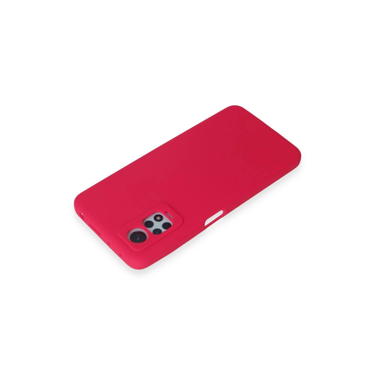 Arkada kamera modülü olan kırmızı bir telefon kılıfı.