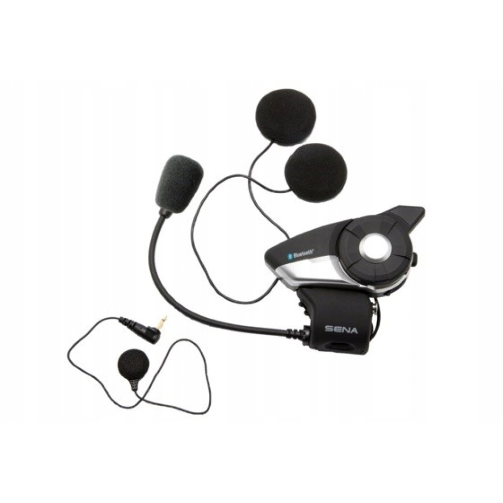 Zestaw słuchawkowy motocyklowy Sena Bluetooth z mikrofonem i słuchawkami.