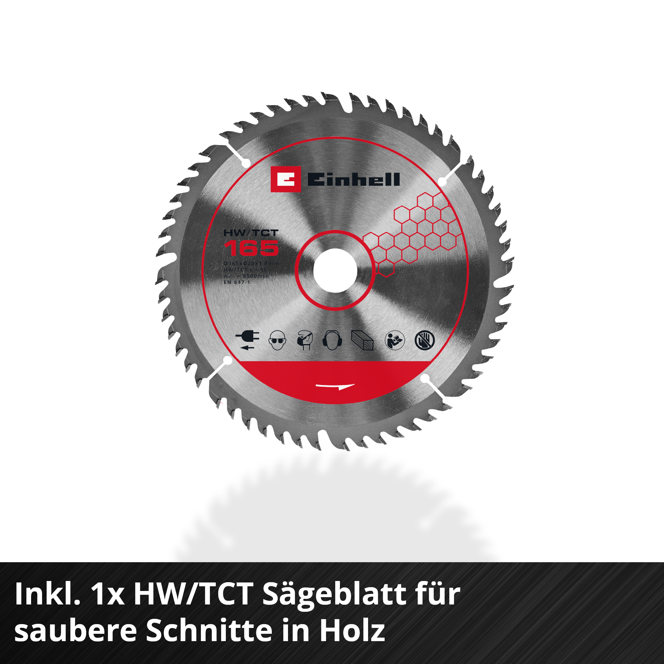 Ein kreisägeblatt mit 165mm Durchmesser und der Aufschrift Einhell.