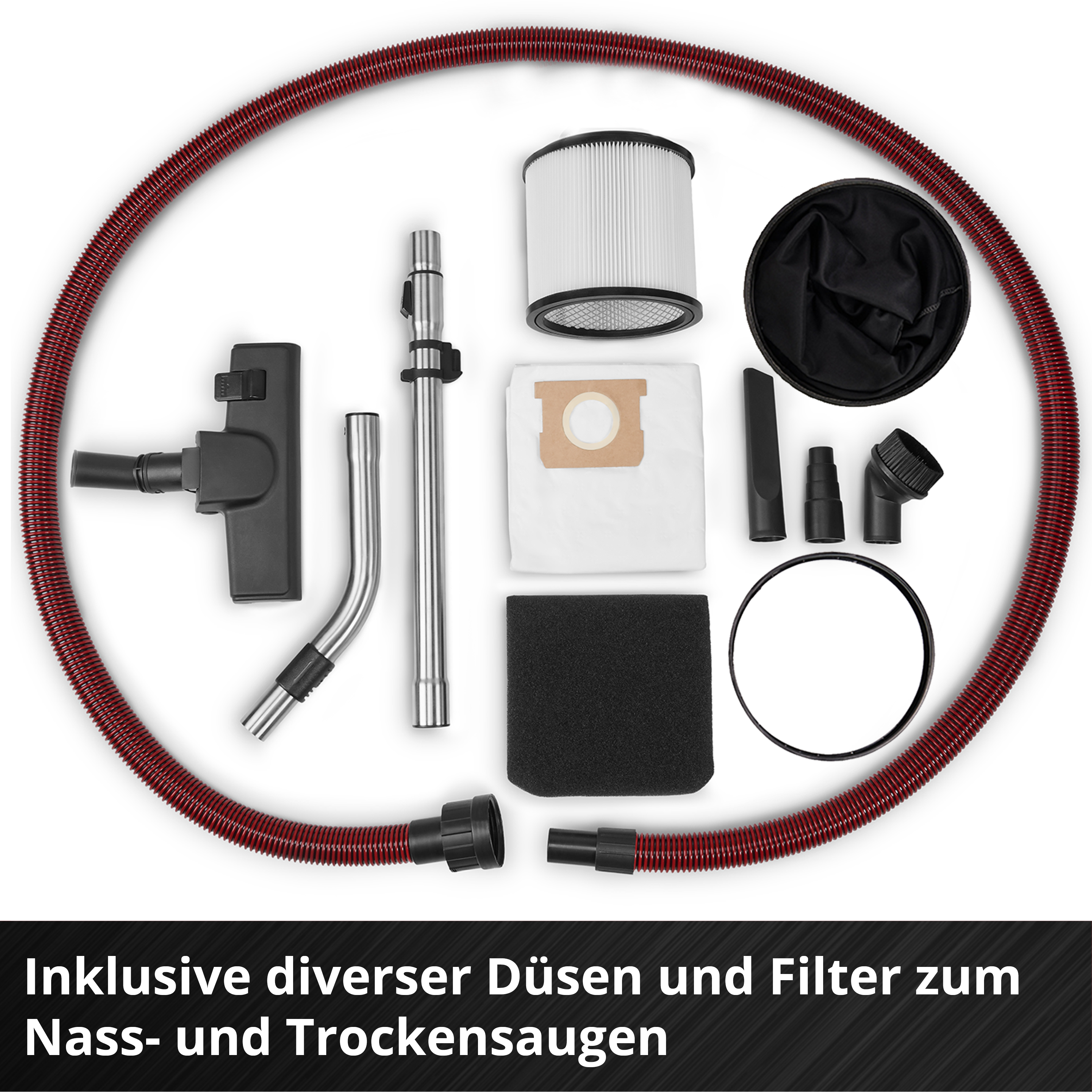 Saugschlauch, Filter, Beutel und Düsen für Nass- und Trockensauger.