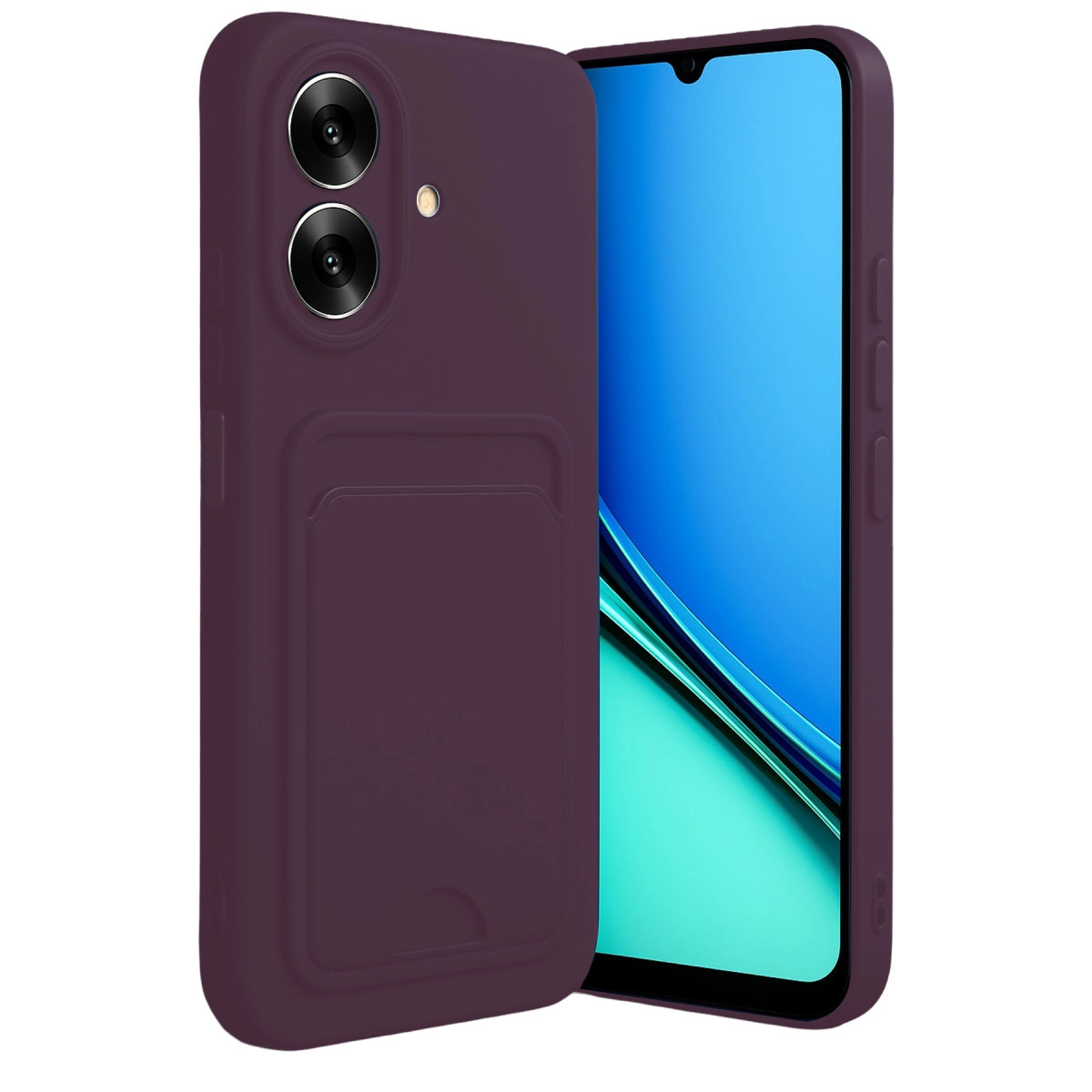 NEWFACE Realme Note 60 Uyumlu Kelvin Kartvizitli Silikon Telefon Kılıfı Derin Mor