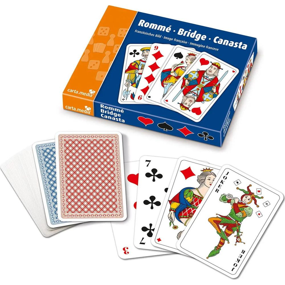 Boîte de cartes pour Rummy, Bridge, Canasta, y compris les jokers.
