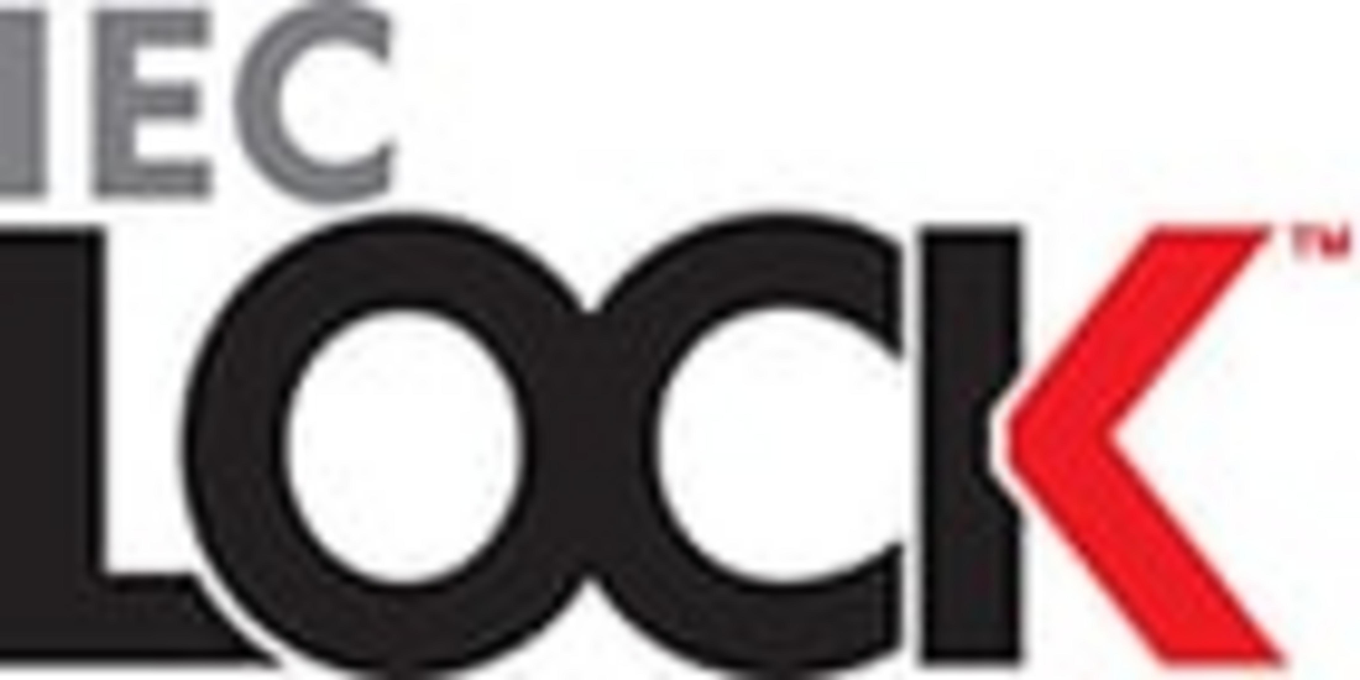 Il logo mostra 'IEC LOCK' in maiuscolo. Nero e grigio.