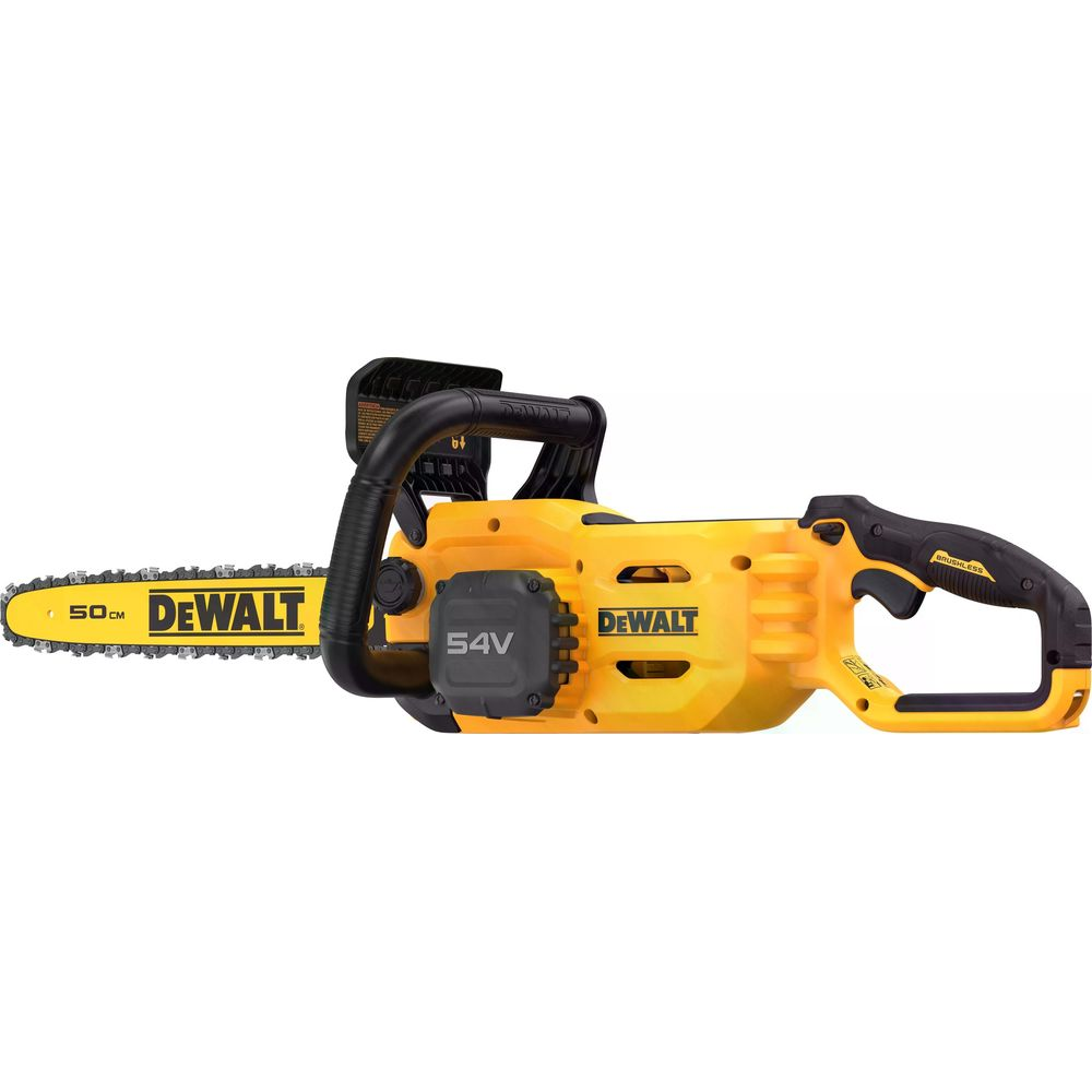 Żółta piła łańcuchowa z prowadnicą 50 cm i czarnym uchwytem.