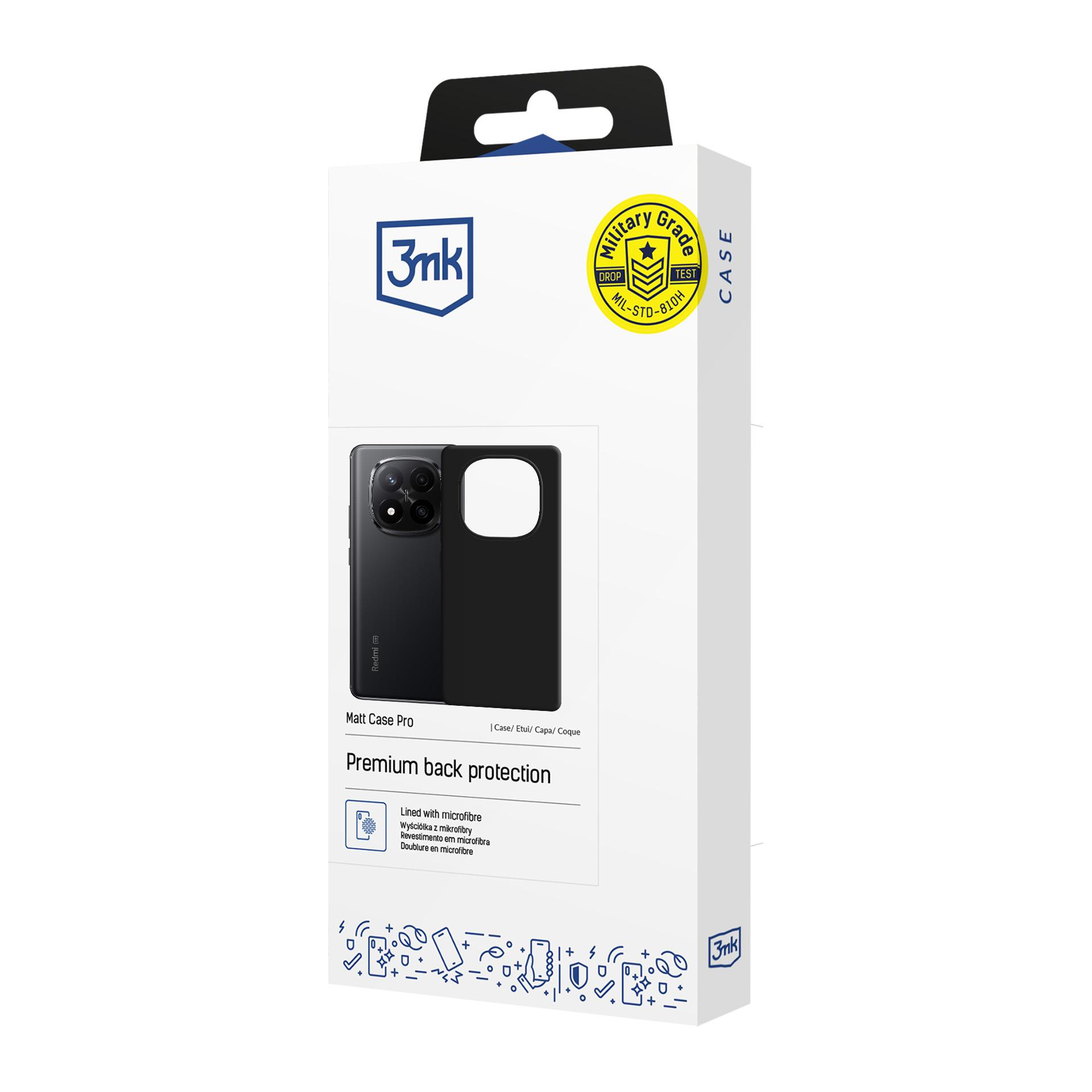 Opakowanie czarnego etui na telefon klasy wojskowej z ochroną.