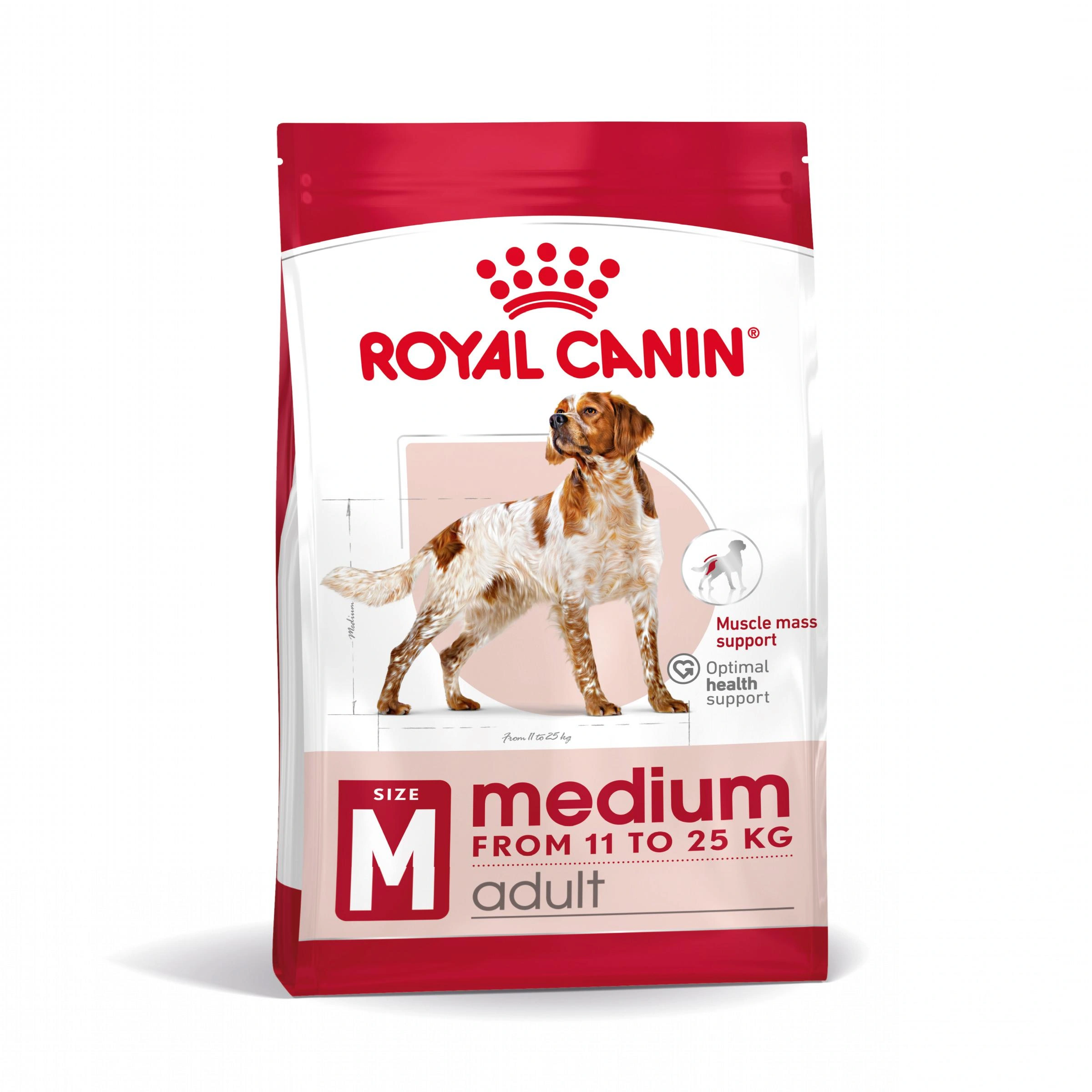 Bolsa de comida Royal Canin para perros medianos adultos, 11-25kg.