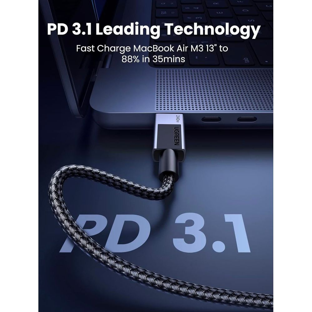 Kabel USB-C ładuje MacBook Air. Technologia PD 3.1.