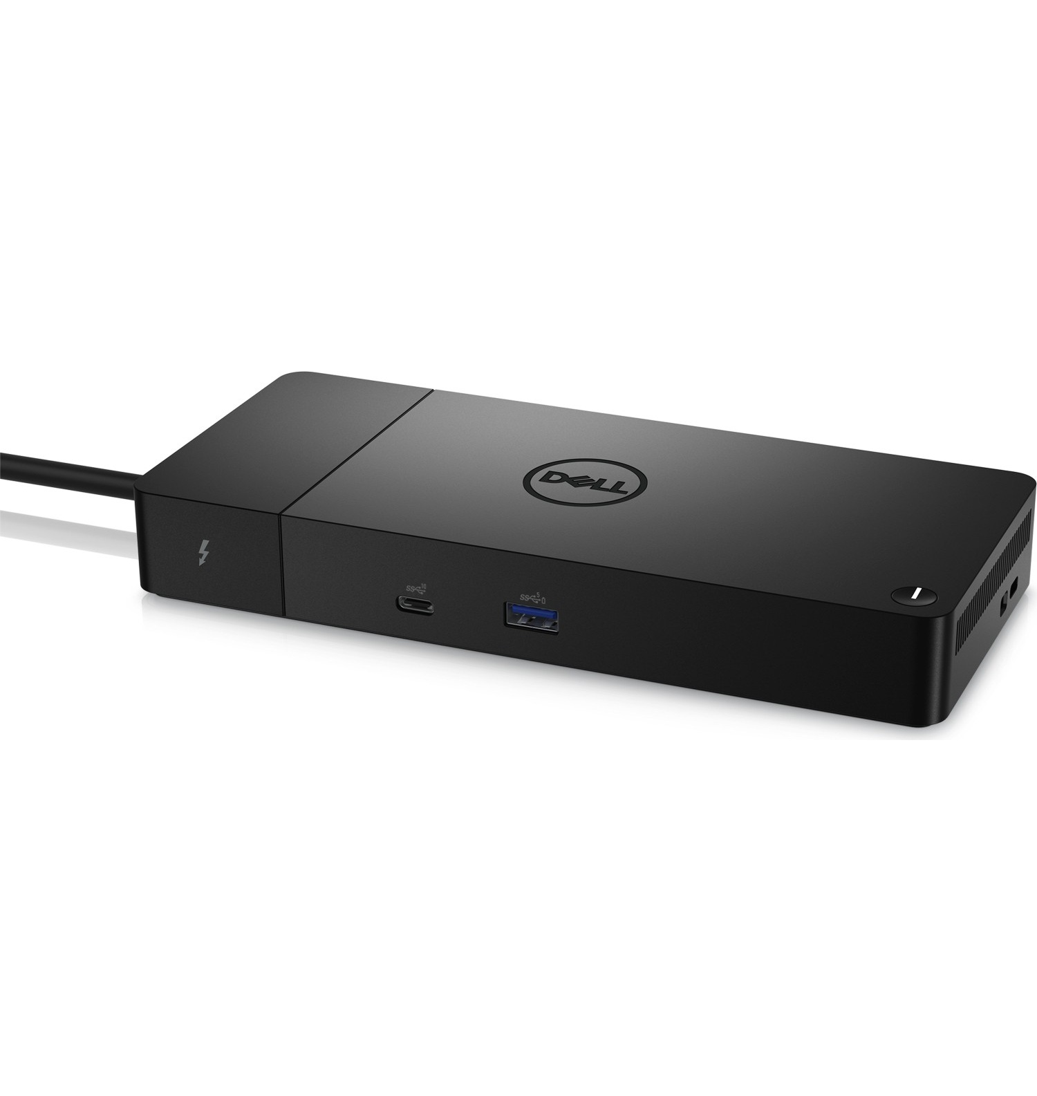 Schwarzer Dell Dockingstation mit USB-C und USB-A Anschlüssen.