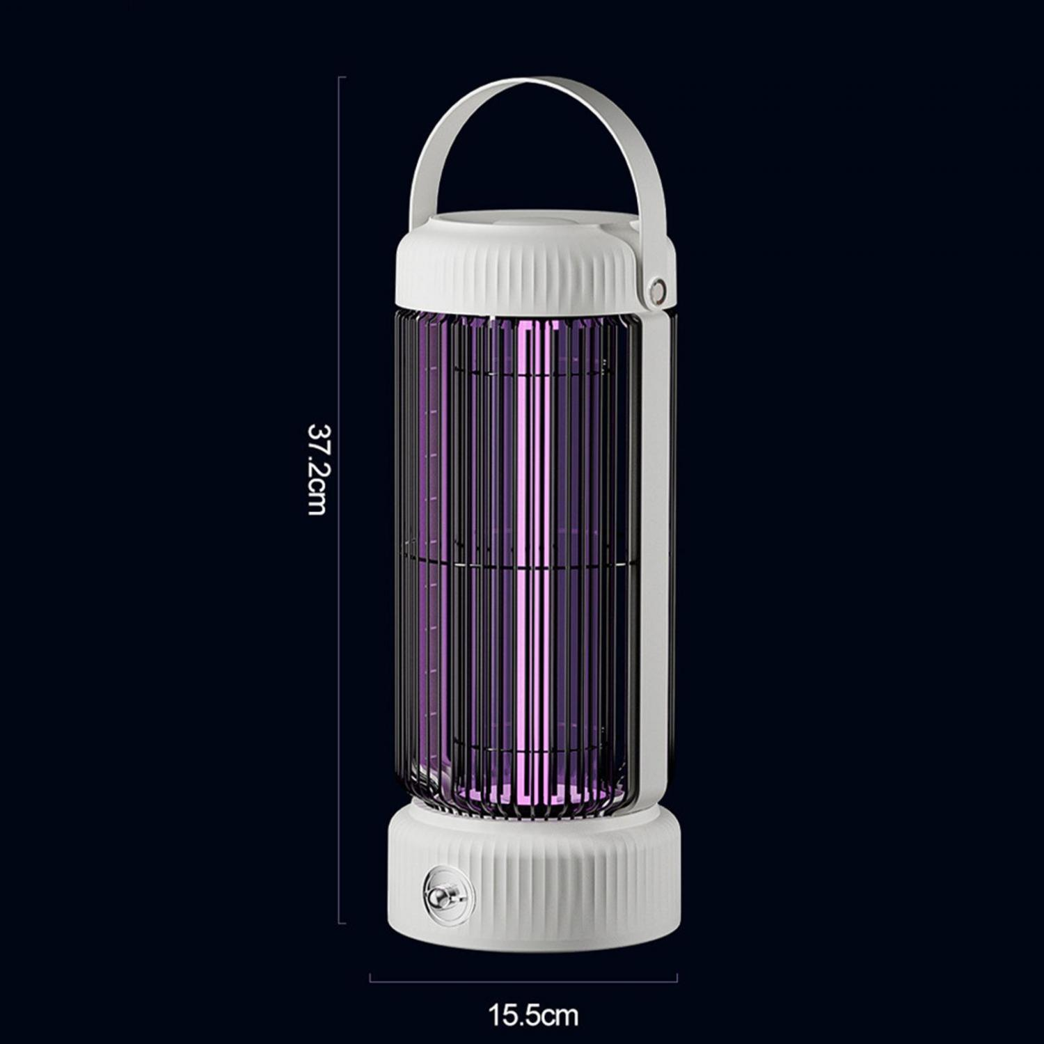 Weiße Lampe mit lila Gitter; 37,2cm hoch, 15,5cm breit.