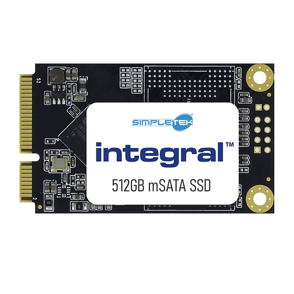 Un SSD mSATA nero Integral da 512 GB con marchio Simpletek.