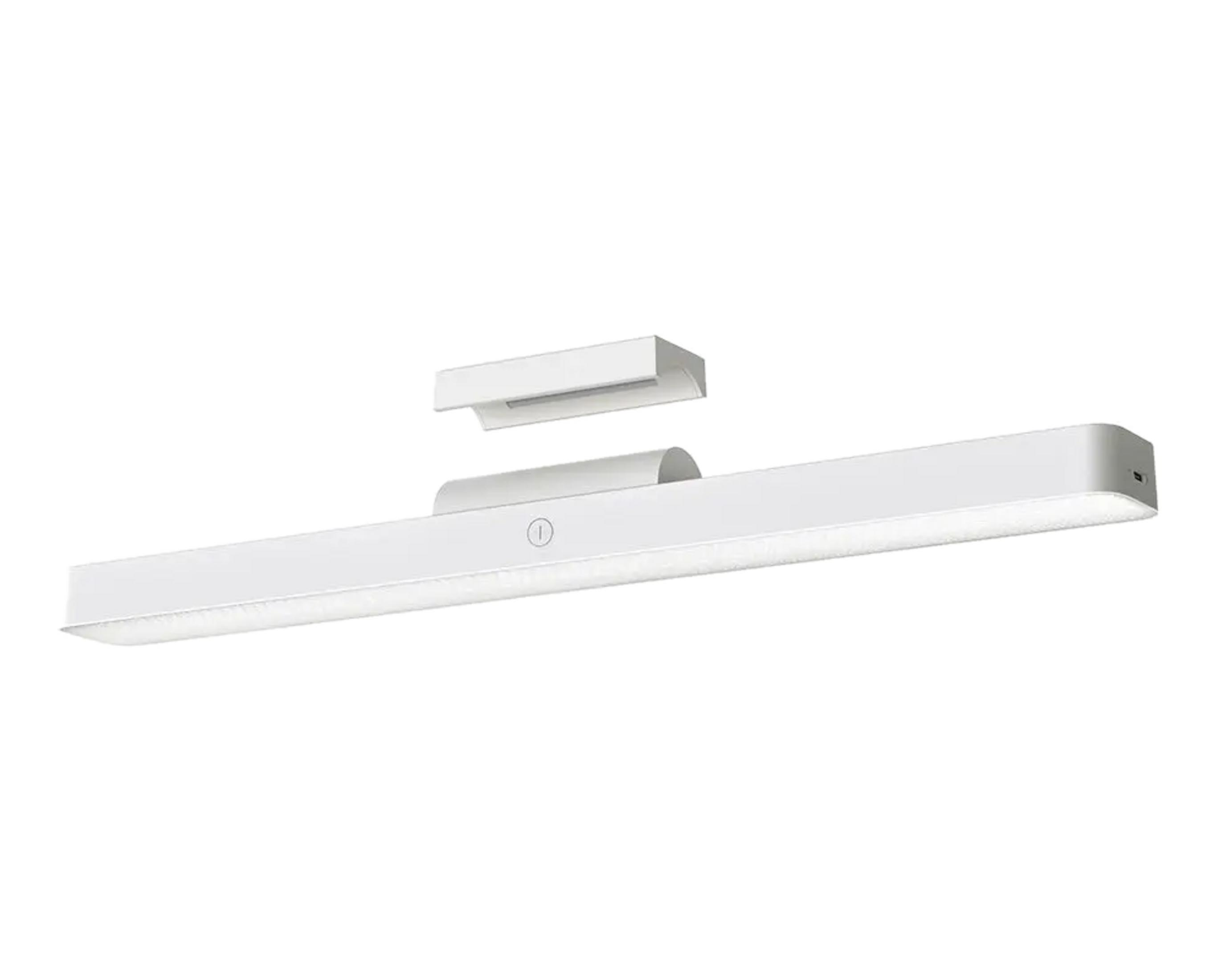 Elegancki, biały listwa świetlna LED z uchwytem, zapewniająca oświetlenie.