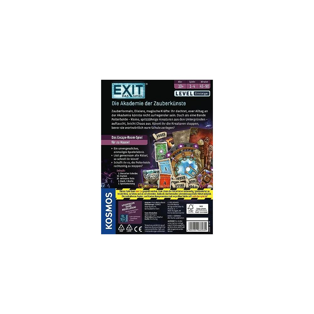 Brettspiel 'EXIT - Die Akademie der Zauberkünste'. Mit Rätseln und Spielmaterial.