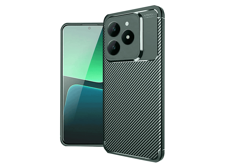 NEWFACE Realme C61 Uyumlu Auto Focus Karbon Kapak Telefon Kılıfı Koyu Yeşil