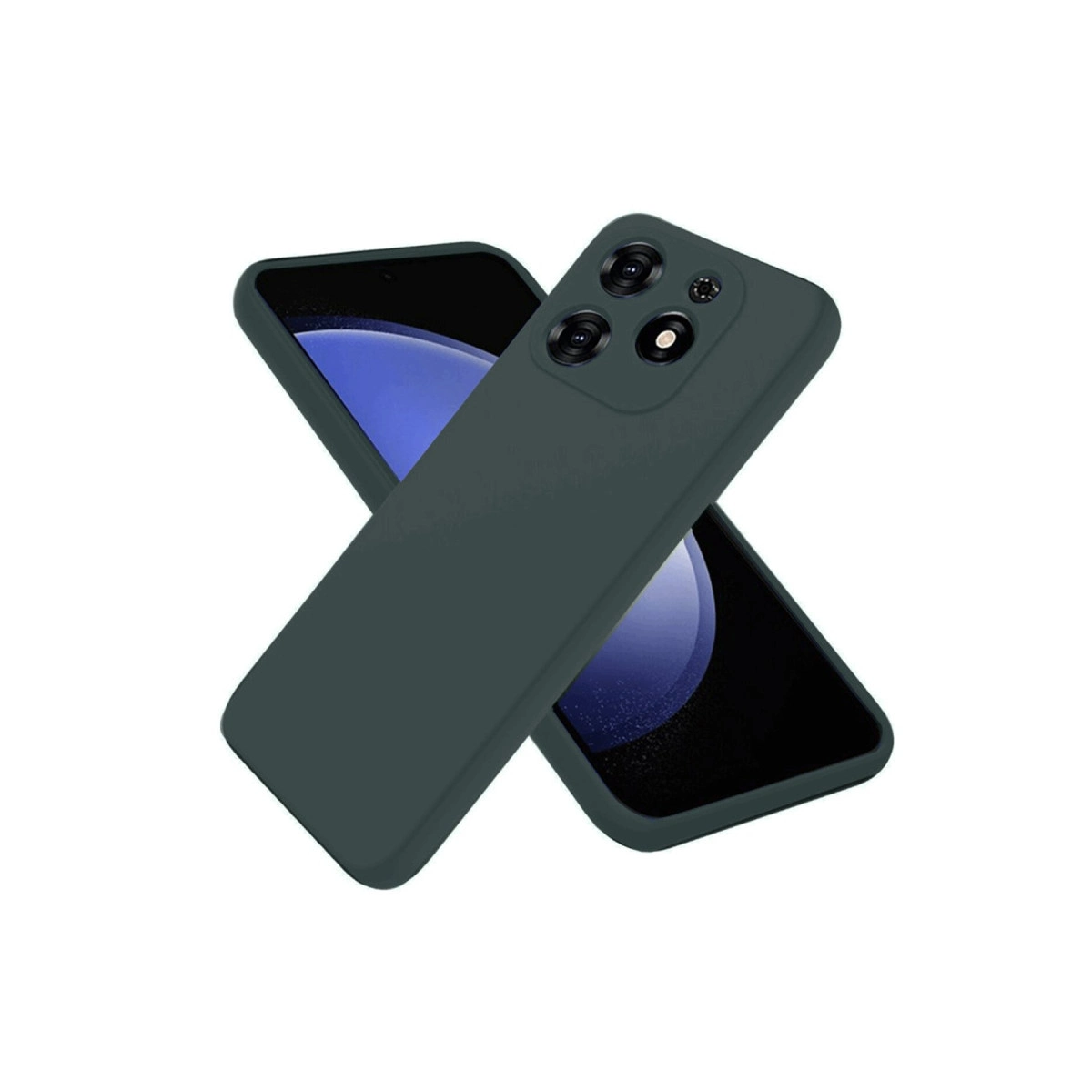 İki koyu gri telefon kılıfı, biri diğerinin üzerinde.