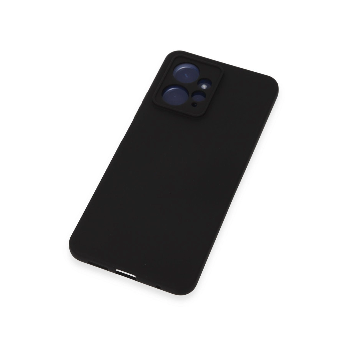 Beyaz arka plan üzerinde kamera kesimli siyah telefon kılıfı.