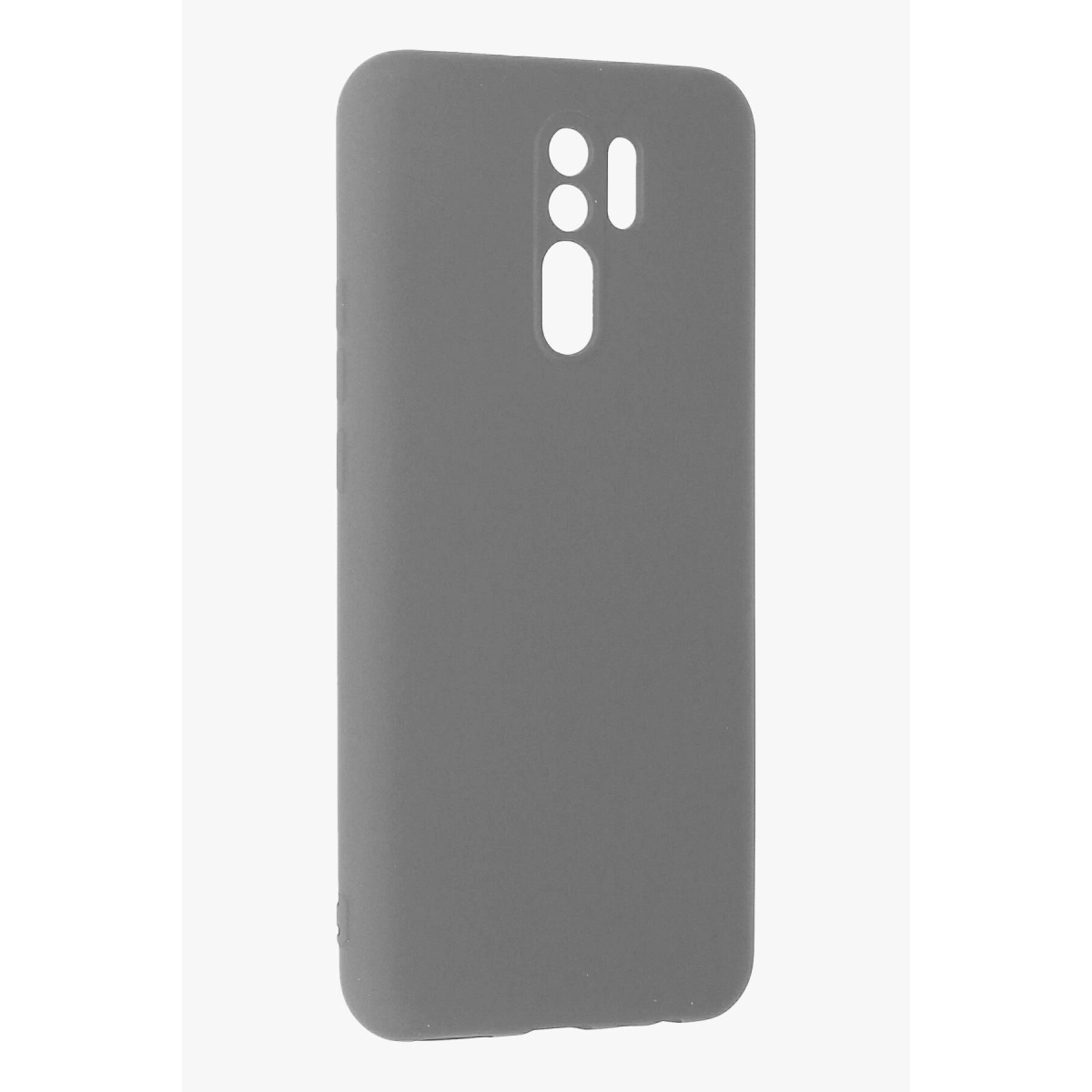 Kamera ve flaş için kesikleri olan gri telefon kılıfı.
