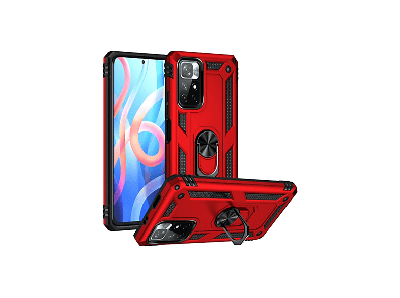 NEWFACE Xiaomi Redmi Note 11t Uyumlu Sofya Yüzüklü Silikon Kapak Telefon Kılıfı Kırmızı