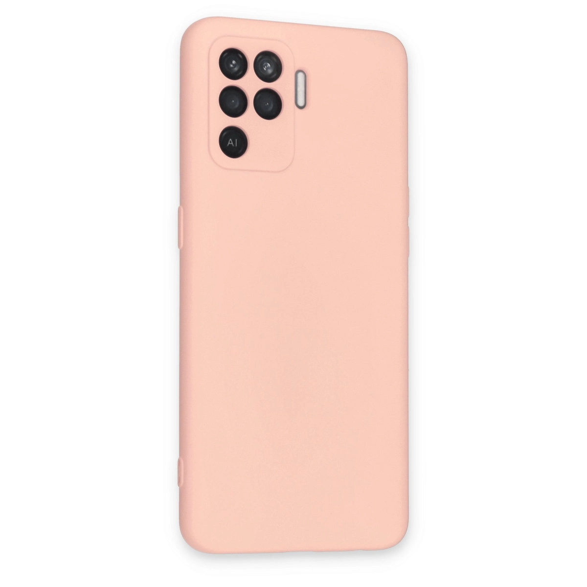 Dört lensli, dikdörtgen kamera modülüne sahip pembe telefon kılıfı.