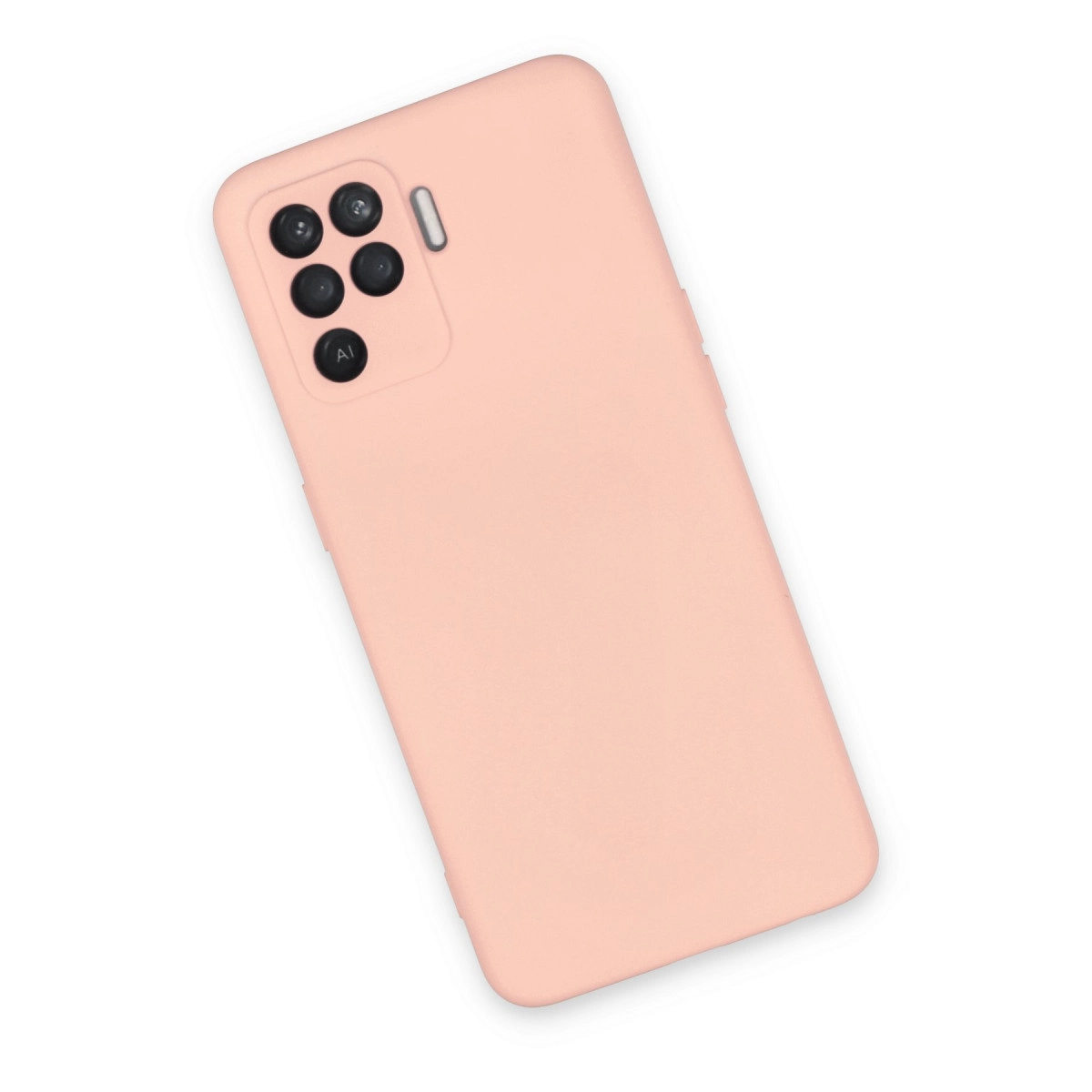 AI yazılı, dört kameralı şeftali rengi telefon kılıfı.