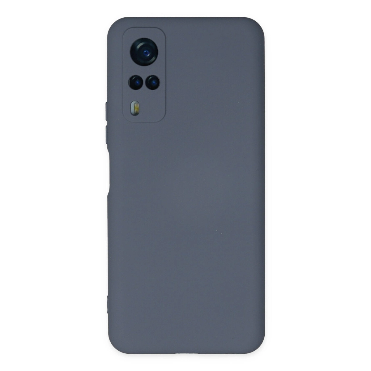 Arkada kamera modülü bulunan koyu gri telefon kılıfı.