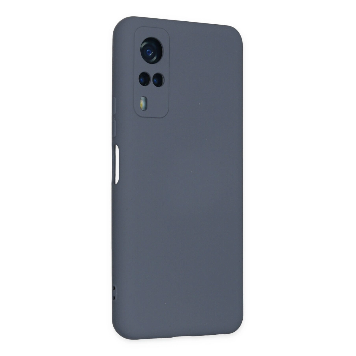 Koyu gri telefon kılıfı, arkada kamera yuvası bulunur.