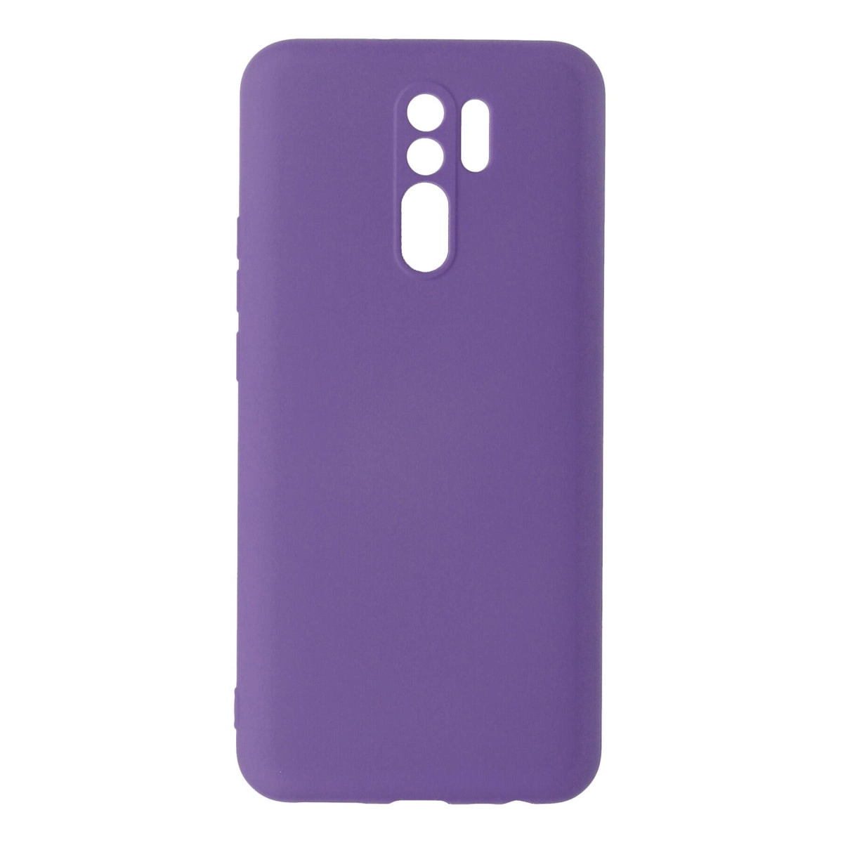 Kamera ve flaş için kesikleri olan mor telefon kılıfı.