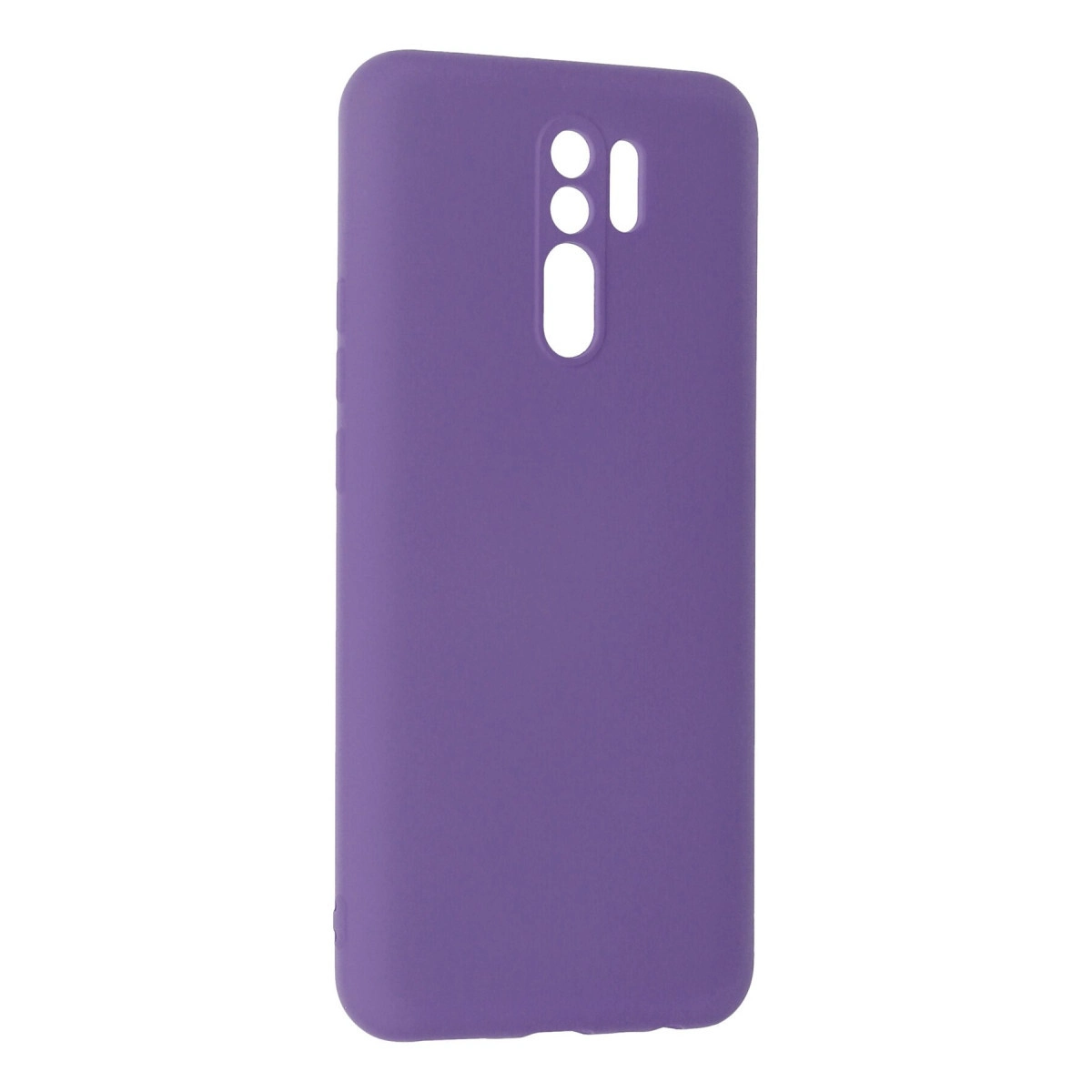 Kamera lensleri ve flaş için kesikleri olan mor telefon kılıfı.