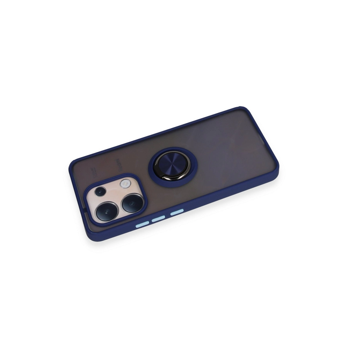 Halka tutuculu ve kamera kesimli lacivert telefon kılıfı.