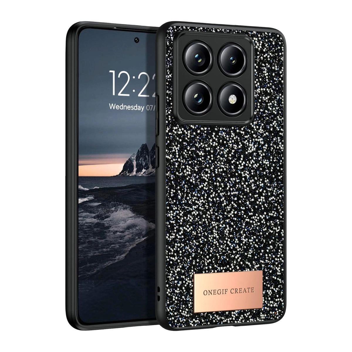 NEWFACE Xiaomi Mi 14T Pro Uyumlu Bright Simli Kapak Telefon Kılıfı Siyah