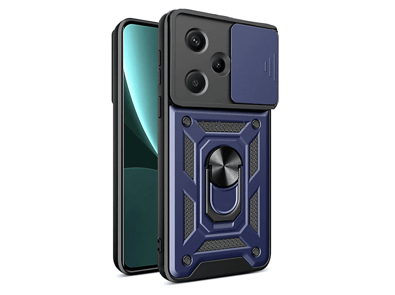 NEWFACE Xiaomi Redmi Note 13 Pro Plus Uyumlu Pars Lens Yüzüklü Silikon Telefon Kılıfı Lacivert