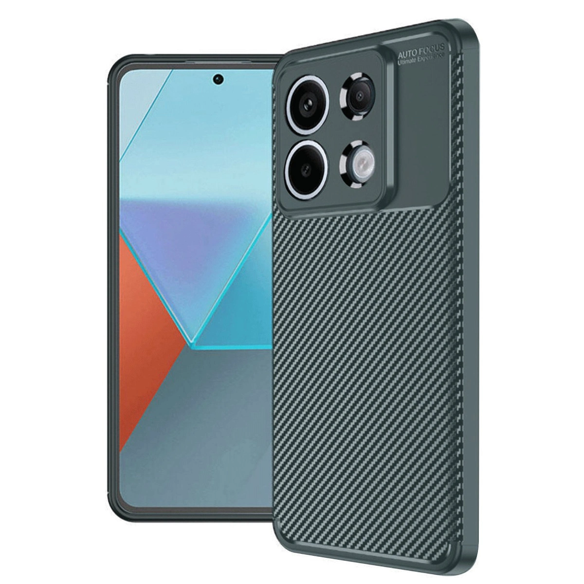 NEWFACE Xiaomi Redmi Note 13 Pro 4G Uyumlu Auto Focus Karbon Kapak Telefon Kılıfı Koyu Yeşil