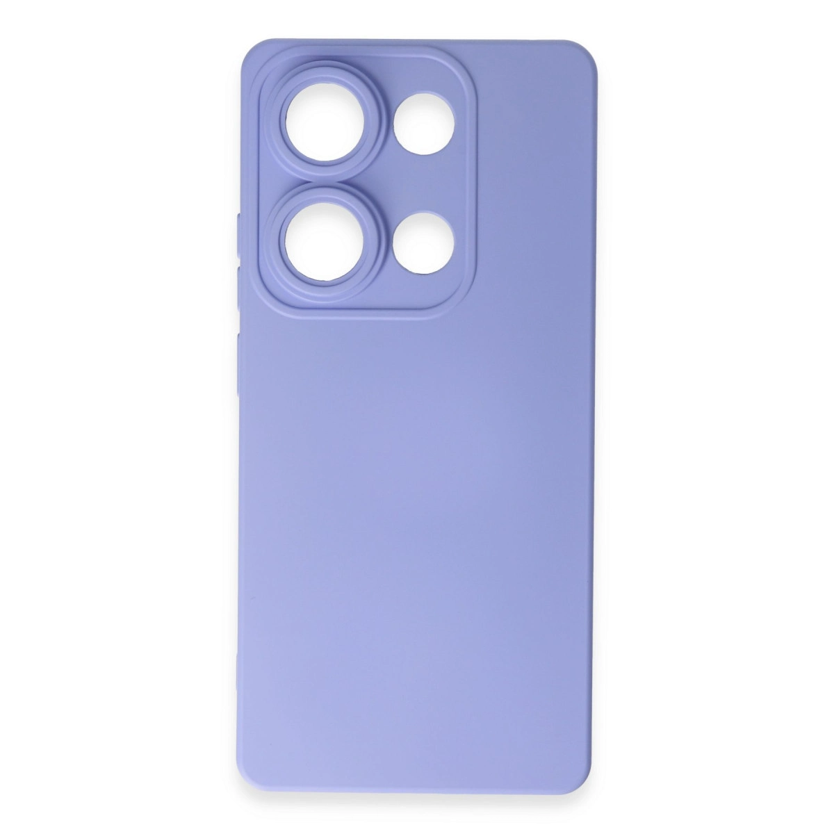 Dört lens için dikdörtgen kamera kesimli lavanta rengi telefon kılıfı.