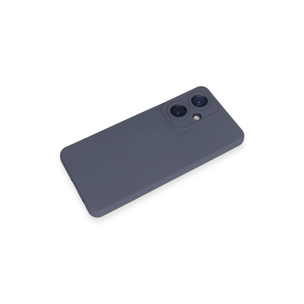 İki kamera lensli ve flaşlı koyu gri telefon kılıfı.