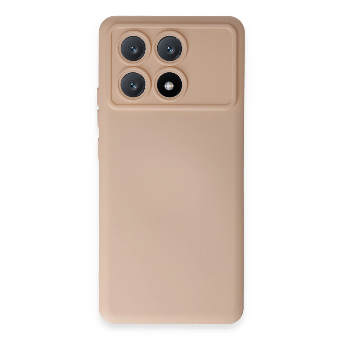 Dört kamera lensli bej telefon kılıfı.